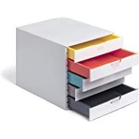 Durable 762527 Caja de cajones A4 - Varicolor Mix- 5 compartimentos- con etiquetas para etiquetar- multicolor